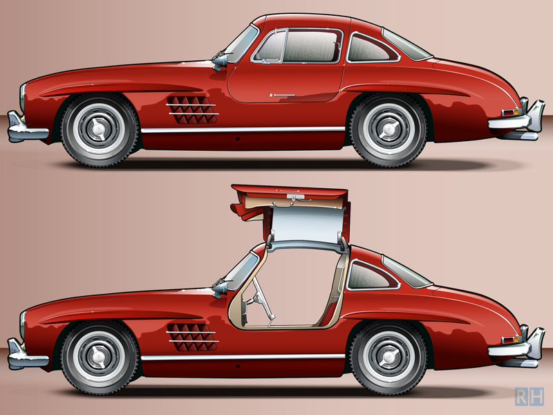 Auto-illustratie Mercedes-Benz 300 Sl Gullwing 1956